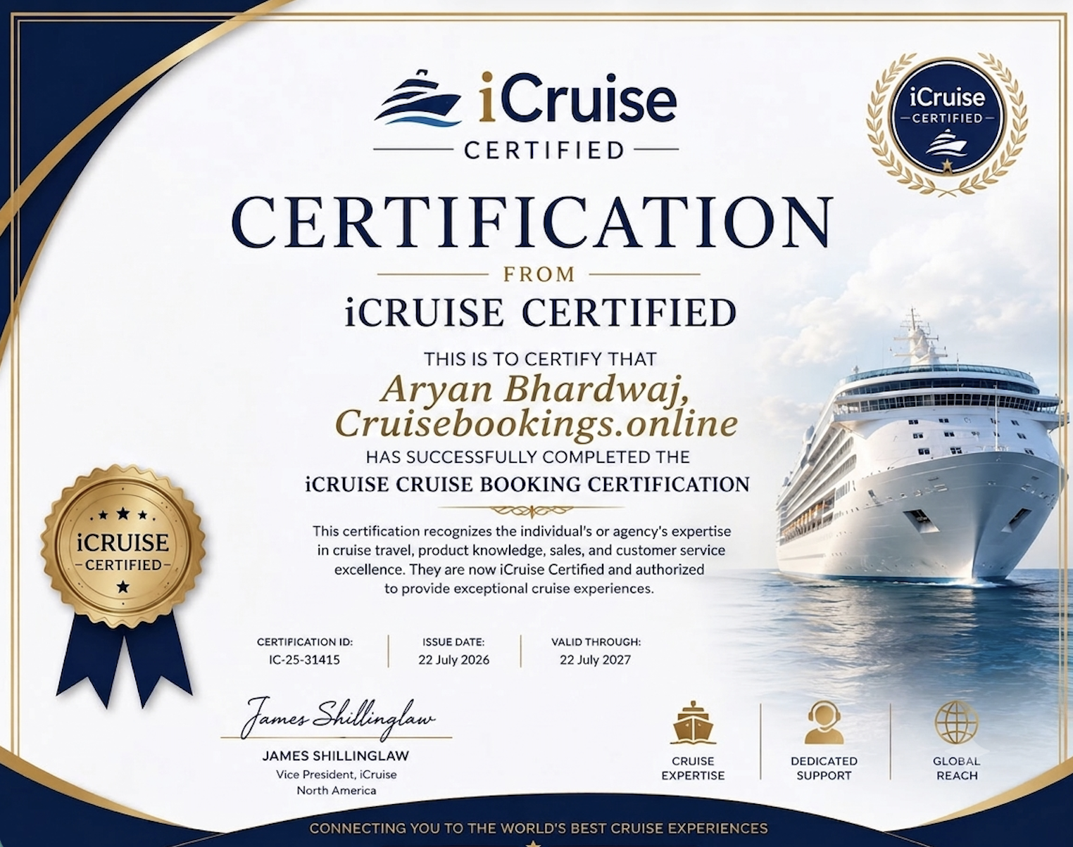 iCruise Certified — Aryan Bhardwaj, CruiseBookings.online